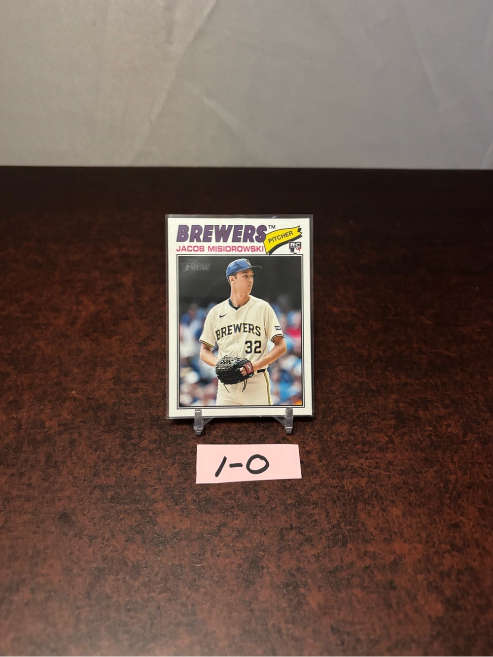 Jacob Misiorowski 2026 Topps Heritage RC rookie card #144 Milwaukee Brewers
